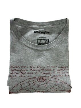 WE LOVE FINE Marvel Spider-Man Men's T-Shirt Vitruvian Gray Cotton Blend Size XL